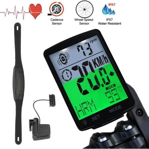 Waterproof Bike Bicycle Computer Wireless Bike Rainproof Odometer Cadence Sensor 2.8inch LCD Cycling Speedometer Heart Rate