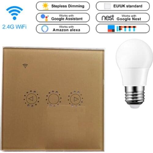WIFI Smart Remote Touch Dimmer Switch Alexa Google Tmall Smart Golden Dimmer Switch