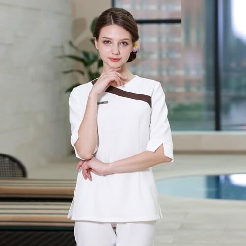 Woman Beauty Salon Uniforms Massage Sauna Foot Bath Workwear Beauty Clothing Beautician Work Clothes Uniforme Spa Uniform DD2634