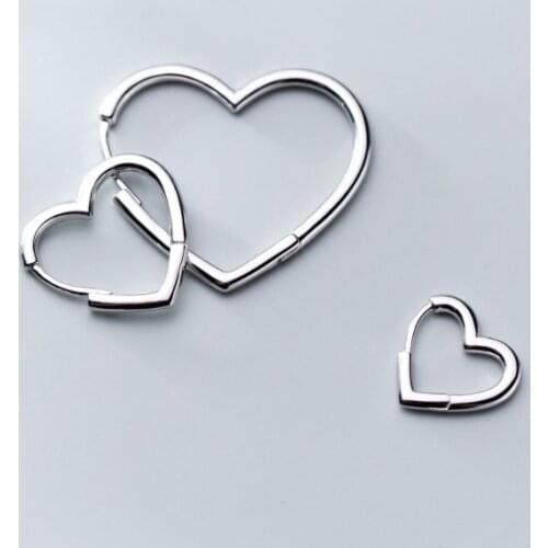MloveAcc 100% Solid 925 Sterling Silver Jewelry Minimalism Heart Shape Hoop Earrings Cuff Clip Fashion Jewelry for Women Girls