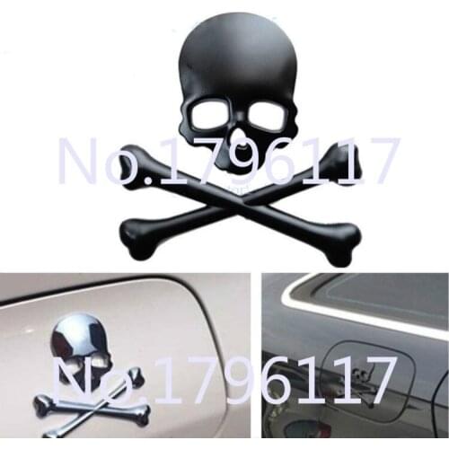 1Pcs Skull Metal Skeleton Crossbones Car Motorcycle Sticker Label 3D Skull Emblem Badge car styling stickers accessories decal