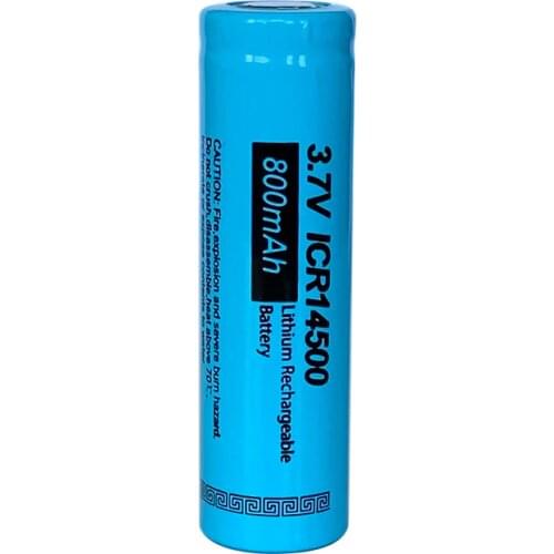 1Pcs PKCELL 14500 800mAh 3.7v AA lithium battery ICR14500 li ion rechargeable batteries for led flashlight Flat Top