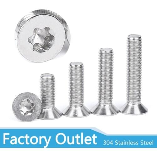 10/50pcs M1.6 M2 M2.5 M3 M4 M5 M6 M8 304 A2-70 stainless steel GB2673 Six-Lobe Torx Flat Countersunk Head Screw Six Lobe Bolt