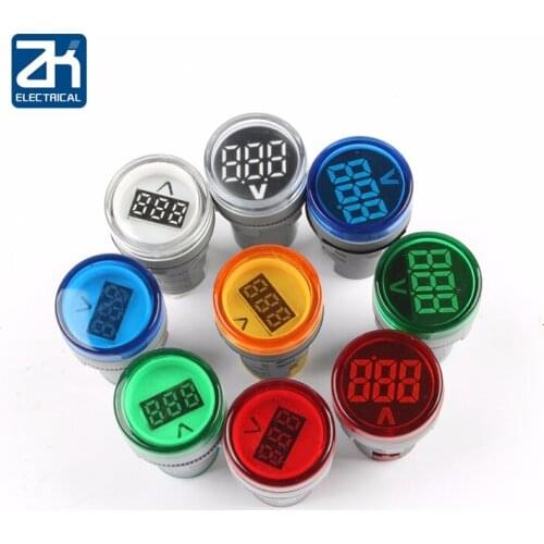 10pcs 22mm Ac 60-500v Led Voltmeter Voltage Meter Indicator Pilot Light Red Yellow Green White Blue