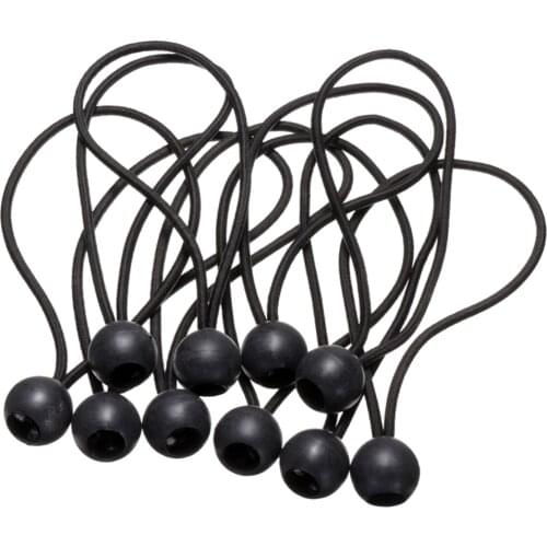 10 Pieces Elastic Tent Fix Cords Black Ball Bungee Loop Strap Tarpaulin Canopy Holder Wire