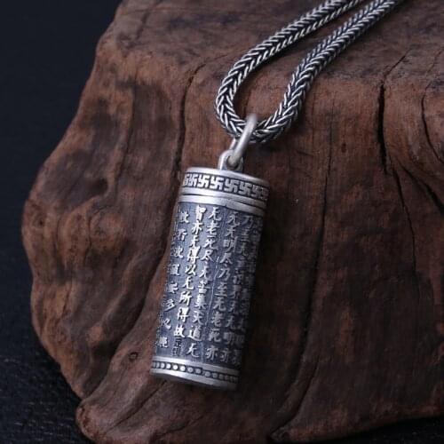 100% 999 Silver Tibetan Six Words Gau Pendant no Necklace Buddhist Len Yan Zhou Box Pendant Gau Box Amulet Thai Silver