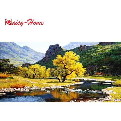 5D DIY Diamond Painting Square Round Resin Mosaic Lake autumn Landscape Diamond Embroidery Picture Rhinestone Home Decor Gift