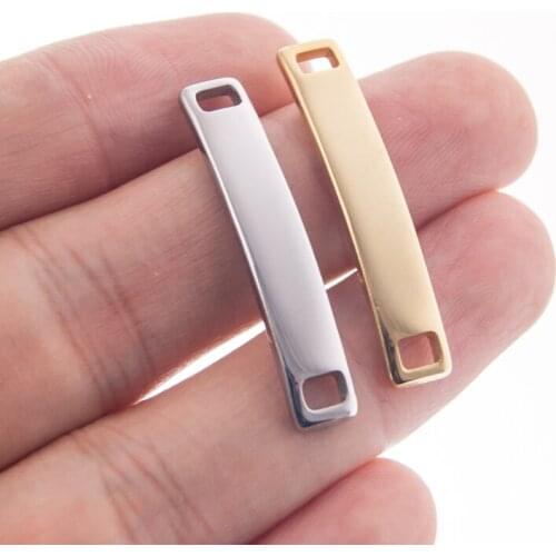 5x35mm bar rectangle connector for bracelet silver gold color Stainless steel DIY jewelry mirror polished high quality
