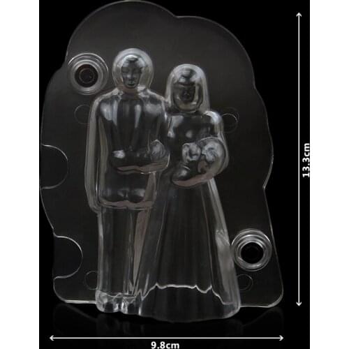 6pcs/lot)Free Shipping New Transparent Wedding Bride& Groom 3D Chocolate Mould HB1060A