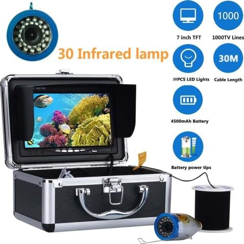 7" Inch LCD 1000tvl Underwater Fishing Video Camera Kit 30 PCS LED Infrared Lamp Lights Video Fish Finder Lake Under Water
