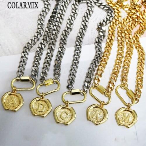 8 Strands BIg Punk necklace for women 26 alphabets charms necklace jewelry not fade color metal Gold & White necklace 9706