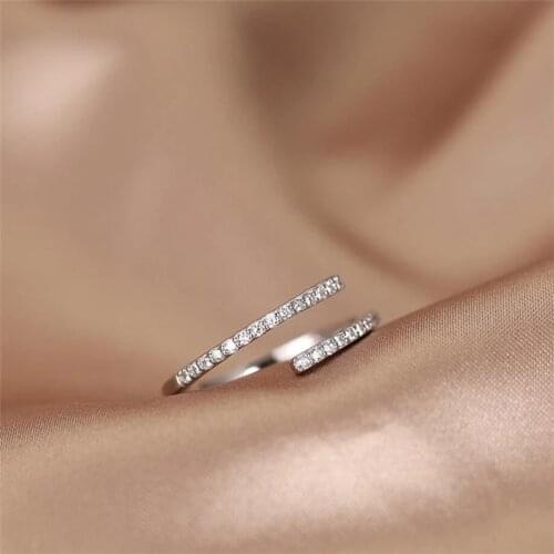 925 Sterling Silver Open Zircon Rings For Women Punk Hip Hop Adjustable Size Fashion Party Jewelry jz085