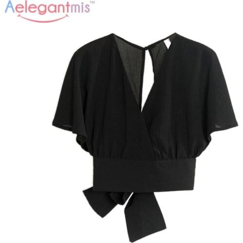 Aelegantmis Short Sleeve Blouses