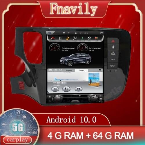 Android 10 Car Radio For Mitsubishi Outlander Car Multimedia System Player GPS Navigation Vertical Screen Tesla Style 10.4"