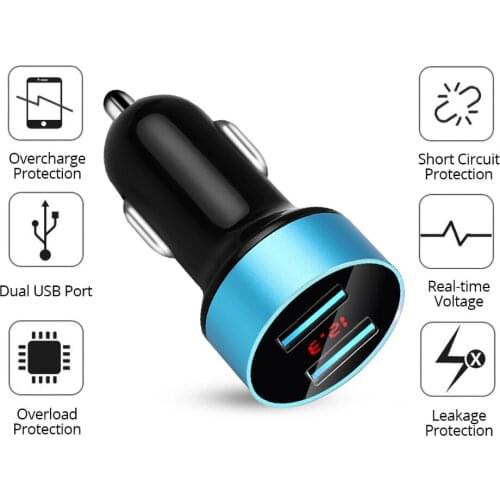 Kebidu car charger LED display voltmeter 3.1A dual USB for phone charger car power adapter socket distributor for 12-24V