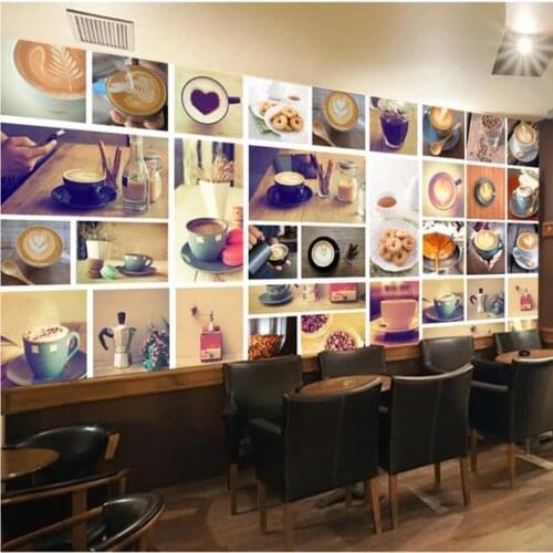 Milofi custom large 3D wallpaper murals beautiful romantic warm coffee pattern coffee beans cafe wall decoration mural wallpaper