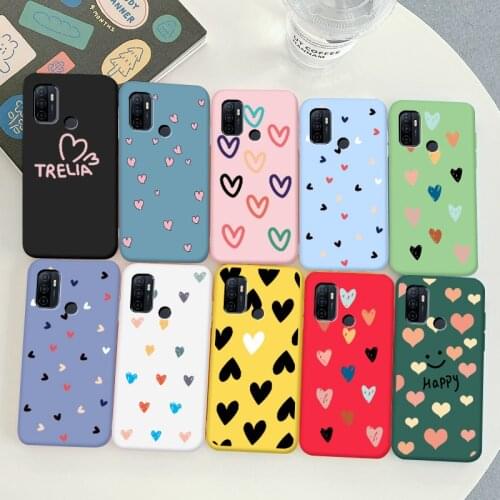 For OPPO A53S Case Protective Phone Shell Frosted Silicone Casing For OPPO A53S Color Heart-Shaped Soft TPU Back Cover