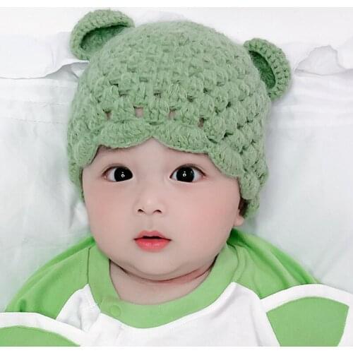 Baby hats, winter boys and girls, cute knitted hats, handmade bear ears, woolen hats, 3 to 16 months old baby accessories