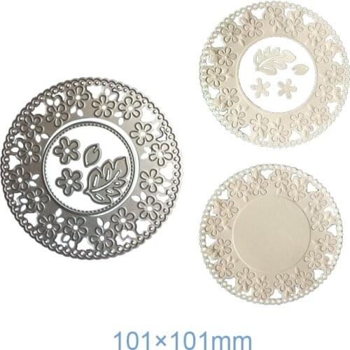 DIY Hollow Circle Metal Cutting Dies Flower Stamps for Embossing Paper Craft Scrapbook Stamps and Dies New 10.1*10.1cm