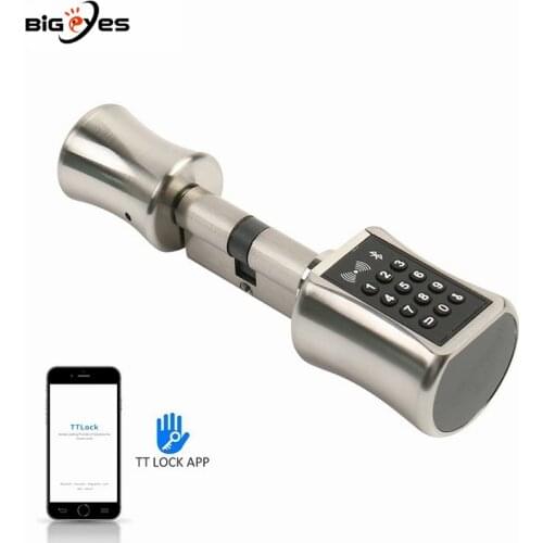 DIY Replacemen Electric Thumb Turn Euro Anti-theft Smart WiFi Door Lock Cylinder Bluetooth Smart Keyless Lock with TT Lock APP