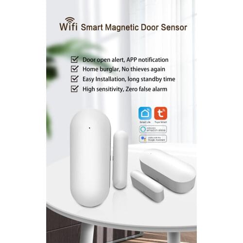Tuya Smart WiFi Door Sensor Door /Window Sensor Wifi Home Alarm Compatible With Alexa Google Home Tuya APP