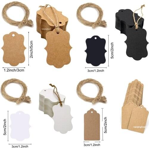 Clothing Label Handwriting Brown Kraft /Black/White Paper Tags DIY Package Label Wedding Gift Decorating Tag 100 Pcs/Lot