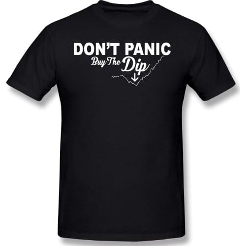 Don't Panic Buy The Dip Cloth Print Oversize T-Shirt Bitcoin Cryptocurrency Dogecoin Short Sleeve For Men Fashion Streetwear