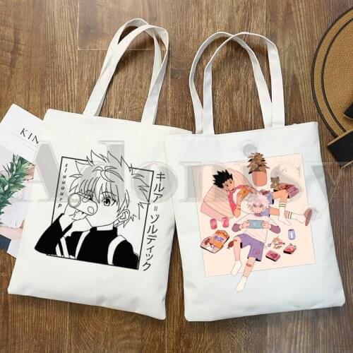 Killua Zoldyck Devil Eye Anime Hunter X Hunter Graphic Cartoon Print Shopping Bags Girls Fashion Casual Pacakge Hand Bag
