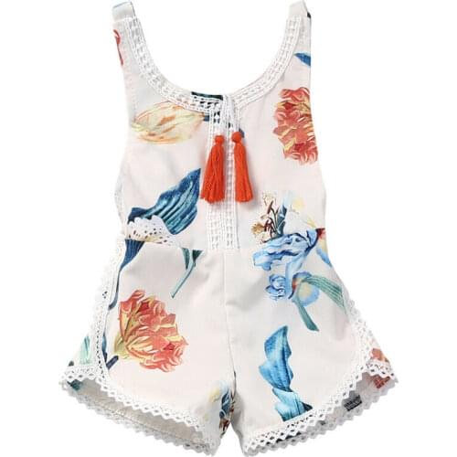 Newborn Baby Girl Romper Floral Playsuit Sunsuit Summer Clothes Outfits 0-4Y Floral Bodysuit Sunsuit Romper Backless Outfits