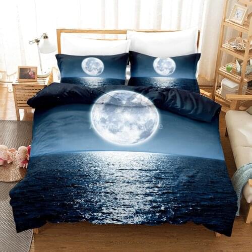 Night Moon Bedding Set Lake Sky Bed Linen Quilt Duvet Cover Sets Home Textile Decor Twin Single Queen King Size Fantasy Scenery