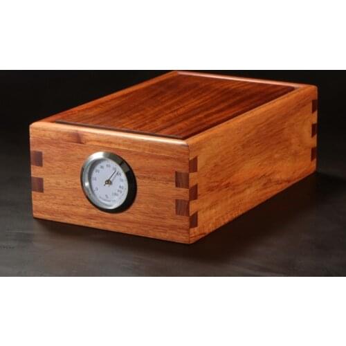 Solid Wood Cigar Box Redwood Cigarette Case Mechanical Hygrometer Humidification Sheet Tenon Container Storage Box Gadget
