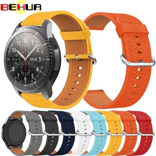 Leather Band For Samsung Gear S3 Frontier/Classic Galaxy Watch 46mm Smart Watch Replacement Bracelet with buckle Strap Watchband