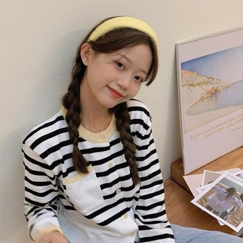 Cream mint!Wool headband, wide brim pressed hairhoop sweet and versatile candy-colored hairhoop Japanese Korean hair accessories