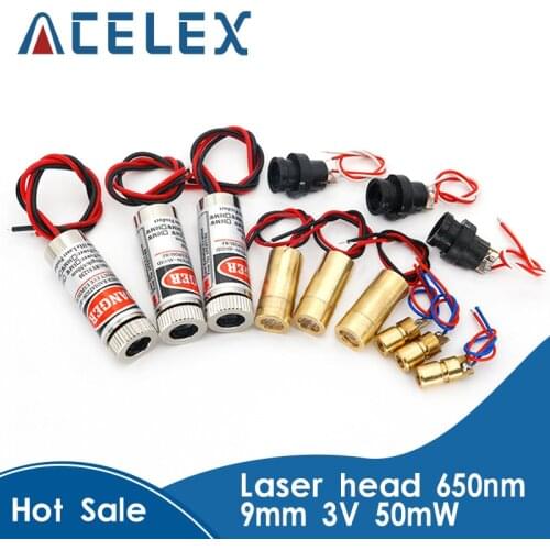 Laser head 650nm 9mm 3V 50mW Laser Cross Diode Module Red Copper Head