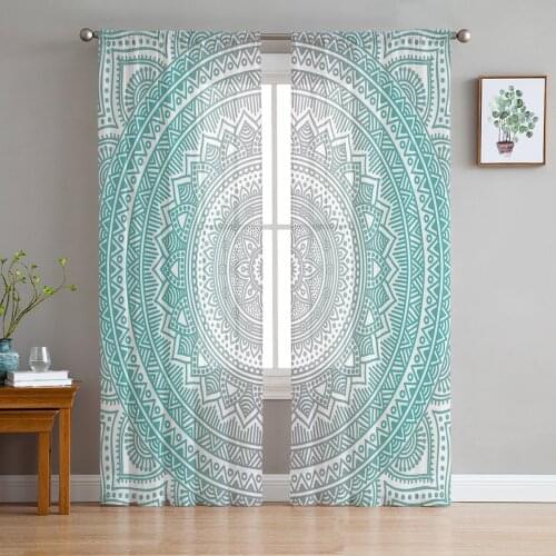 Mandala Geometric Gradient Art Curtain For Living Room Transparent Tulle Curtains Window Sheer For The Bedroom Accessories Decor