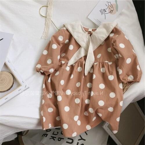 Mihkalev Cute baby girl dress spring 2020 Polka dot Kids clothes girls long sleeve dress for children cotton clothing 2T
