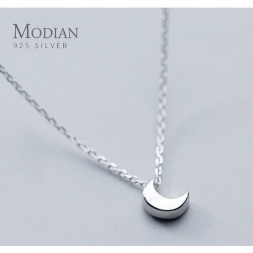 Modian Classic 100% Silver Crescent Tiny Pendant for Women Fashion 925 Sterling Silver Cute Style Pendant Necklace Fine Jewelry