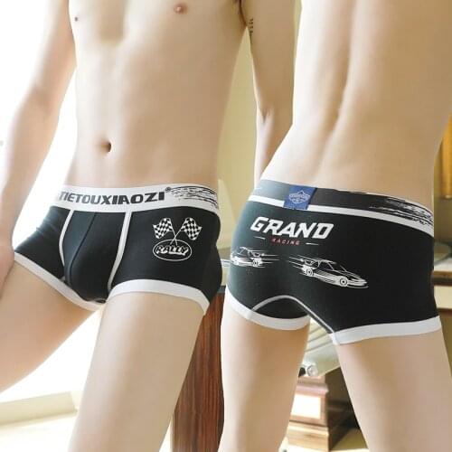 Fashion brand mens underwear, sexy boxers, pure cotton underpants, student personality, Korean fashion Sao youth boxerT