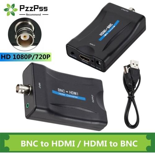 PzzPss BNC To HDMI-compatible and HDMI-compatible to BNC Converter Display HD 1080P/720P Video Adapter Surveillance Monitor