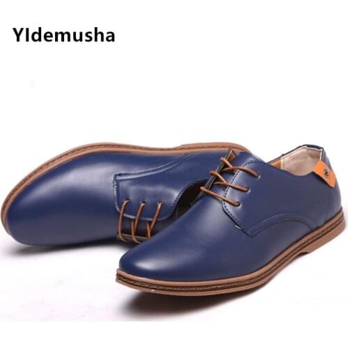 2020 PU Leather Casual Men Business Shoes New Fashion Men Flats Round Toe Comfortable Office Men Dress Shoes Plus Size 38-48