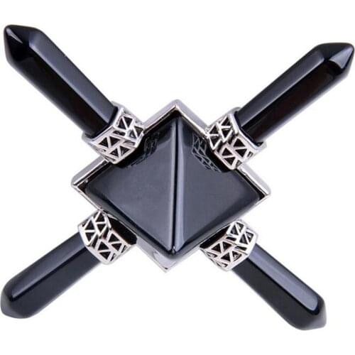Natural Black Obsidian Quartz Points Reiki Healing Pyramid Figurine Crystals 1pc