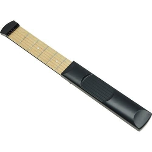 KAISH Portable Pocket Guitar 6 Fret Model Wooden Practice Tool 6 String Guitar Trainer for Beginner