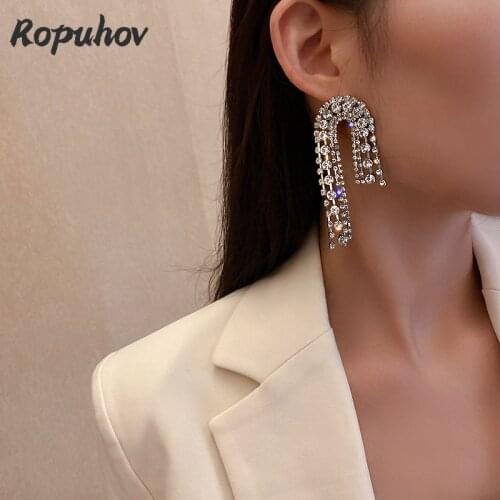 Ropuhov 2021 New Korean Fashion Jewelry for Woman Gift Dangle Tassel Earrings Luxury Bling Wholesale
