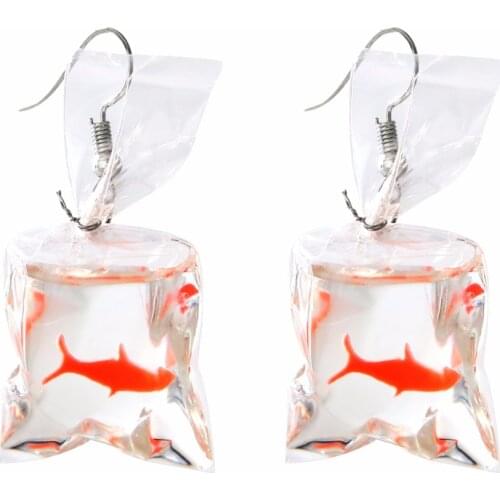 Goldfish Earring For Women Trendy Statement Transparent Fish Pendant Earring Ladies Party Red Long Earring Jewelry brincos femme