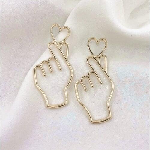 10 pair / lot Costume Jewelry accessories heart hand gesture heart earrings for Women