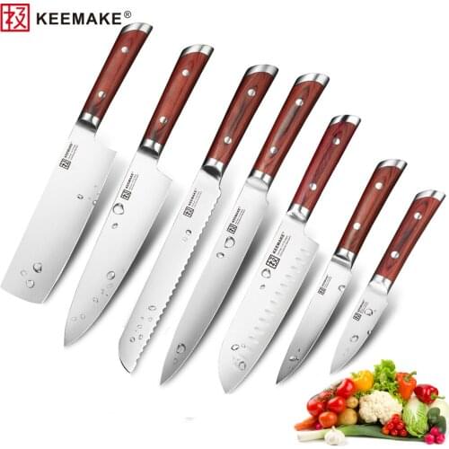 Chef Knife German 1.4116 Steel Blade Santoku Bread Utility Slicing Paring Cleaver Kitchen Knives Color Wood Handle Meat Cutter