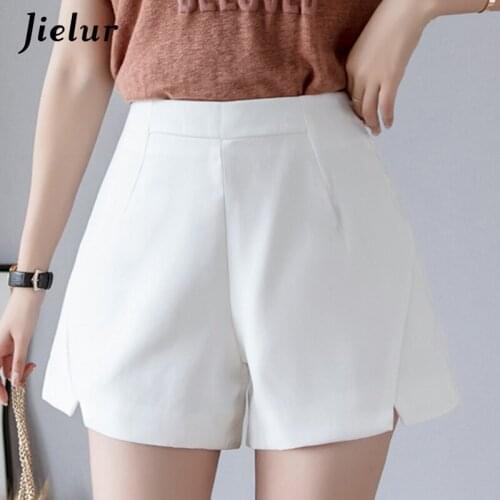 Jielur Women Summer Shorts New Short Feminino High Waist Shorts 2020 Solid Color Wed Leg Kpop Chic Fashion Shorts Women S-XL