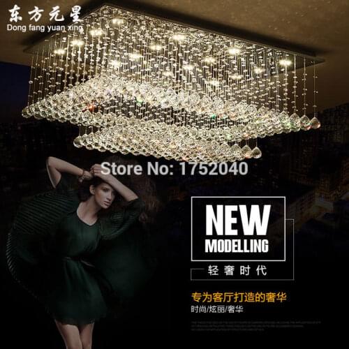 Crystal chandelier lamp led light modern rectangular lighting foyer lamp decoration for living room
