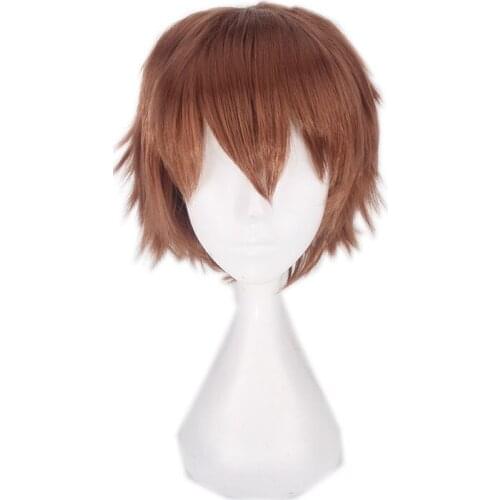 30CM 12'' light brown short Wig men women Synthetic Hair Heat Resistant Fiber Halloween Costume Carnival party cosplay Wigs