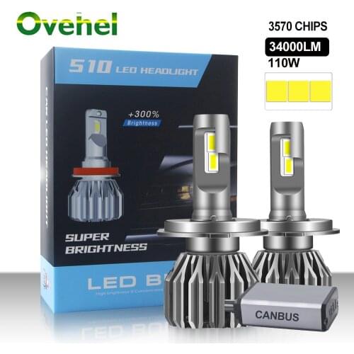 OVEHEL H7 LED Canbus110W 34000LM Headlight H4 H1 H8 H9 H11 9005 9006 Hb3 HB4 9012 Led Bulb Turbo Lamp For Car 6000K 12V